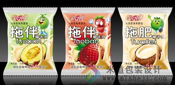 清新拖伴椰子肉食品袋包装制作
