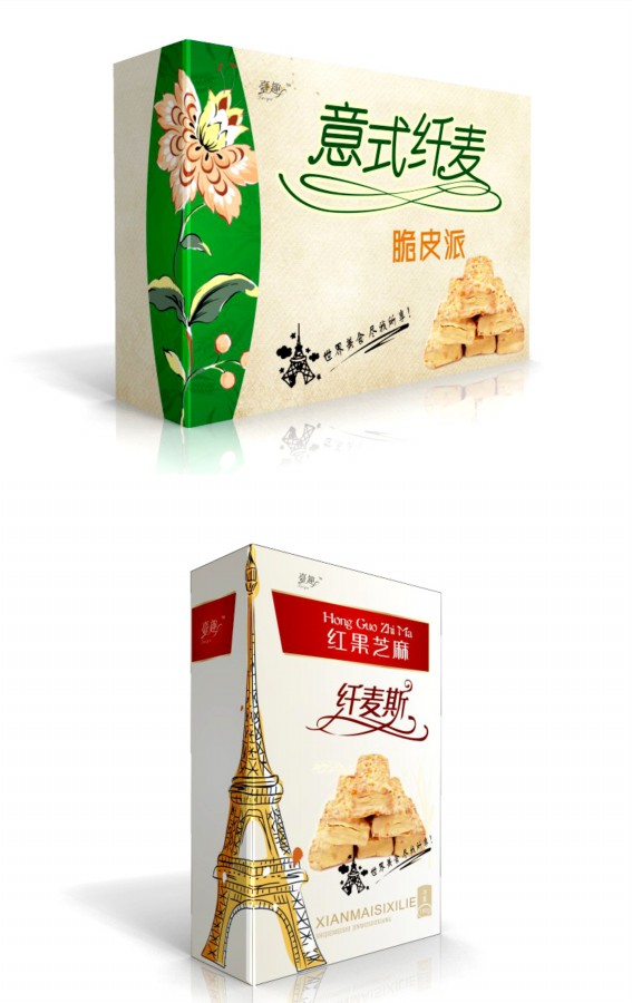 脆皮派纤麦斯鸡蛋卷包装箱设计